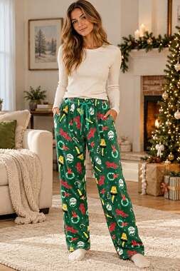 Christmas Story Ralphie Parker Fleece Pajama Pants Green Drawstring M